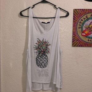 White pineapple tank top w quote